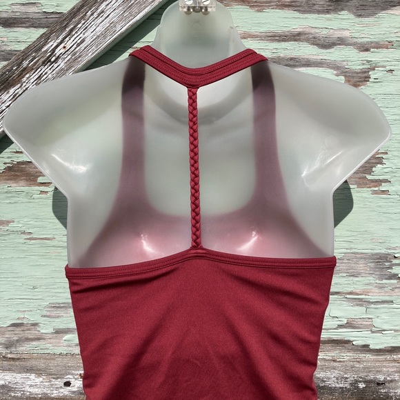 Braided Strap Athletic Tank Top Mika Cranberry Red - Picture 4 of 11